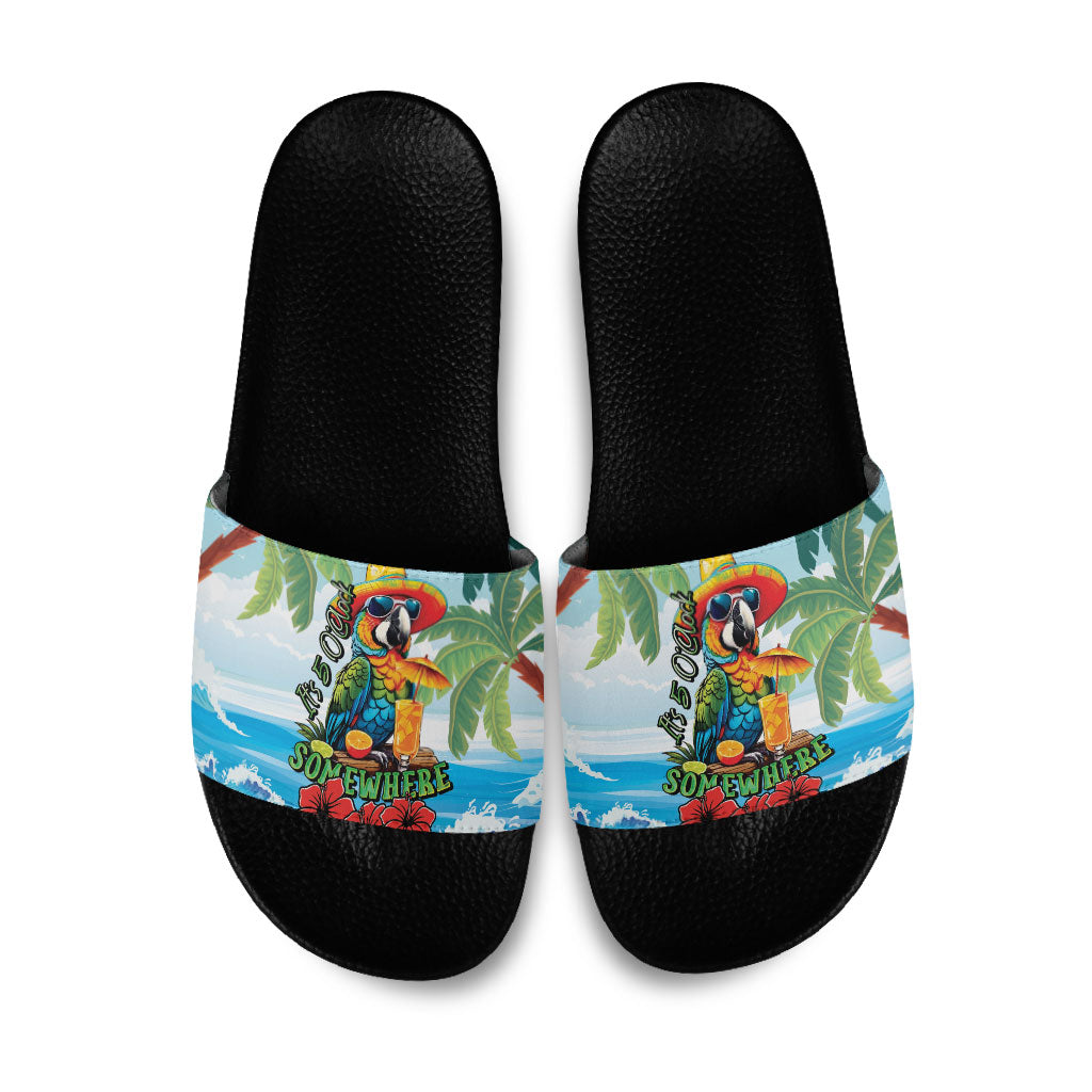 Funny Parrot Margarita Five O'clock Somewhere Slide Sandals