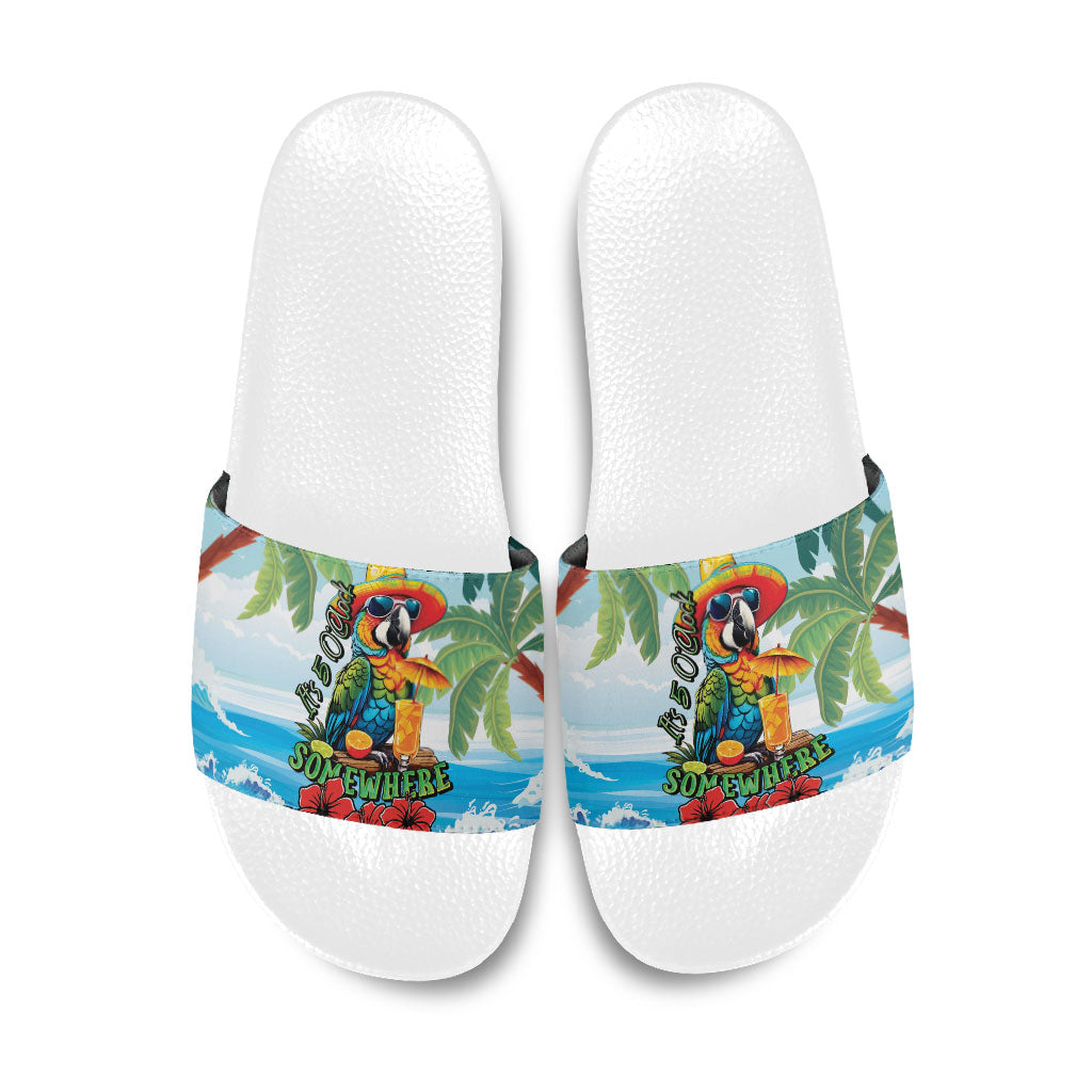 Funny Parrot Margarita Five O'clock Somewhere Slide Sandals