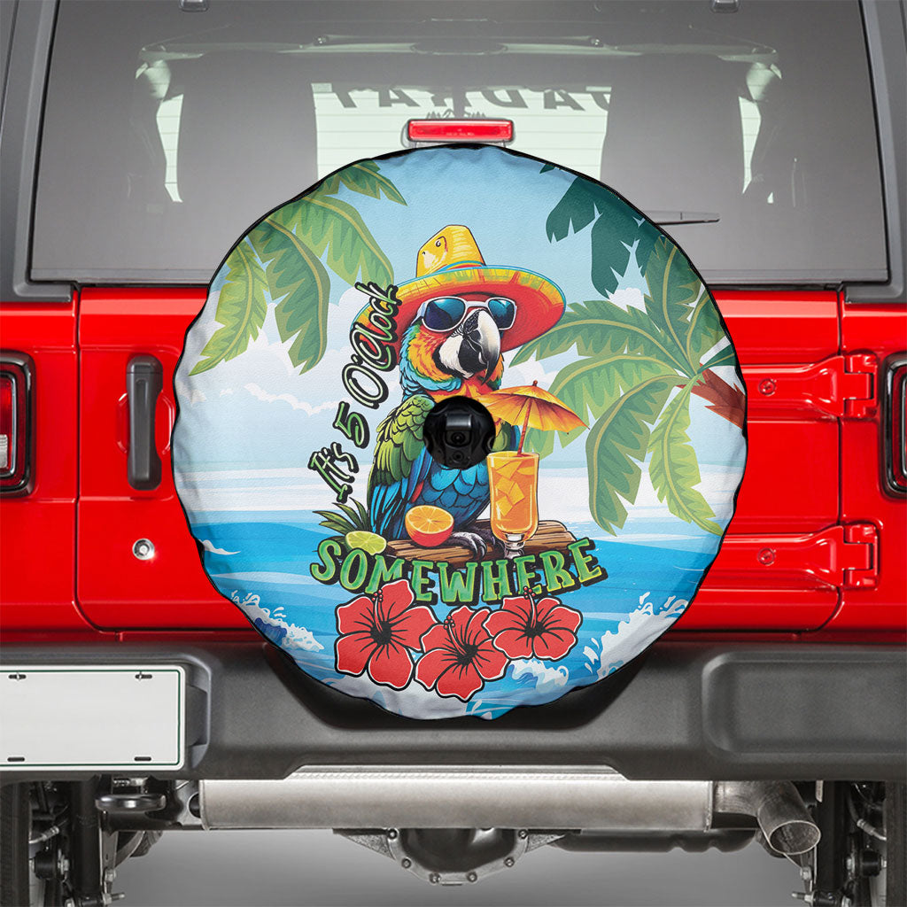 Funny Parrot Margarita Five O'clock Somewhere Spare Tire Cover