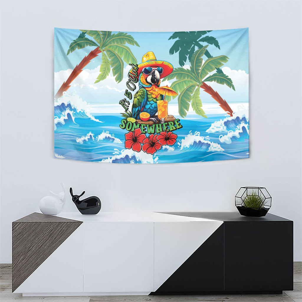 Funny Parrot Margarita Five O'clock Somewhere Tapestry