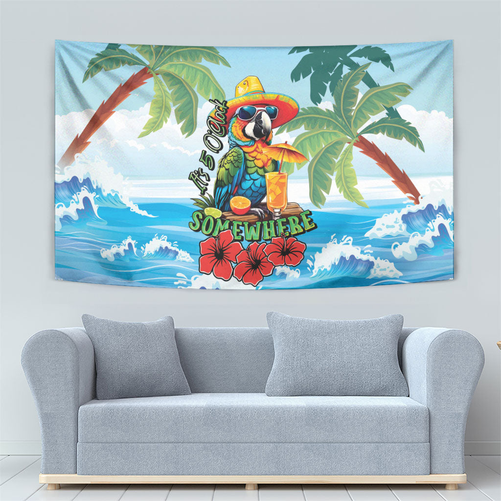 Funny Parrot Margarita Five O'clock Somewhere Tapestry