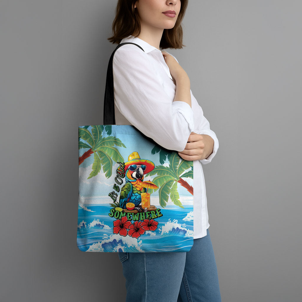 Funny Parrot Margarita Five O'clock Somewhere Tote Bag