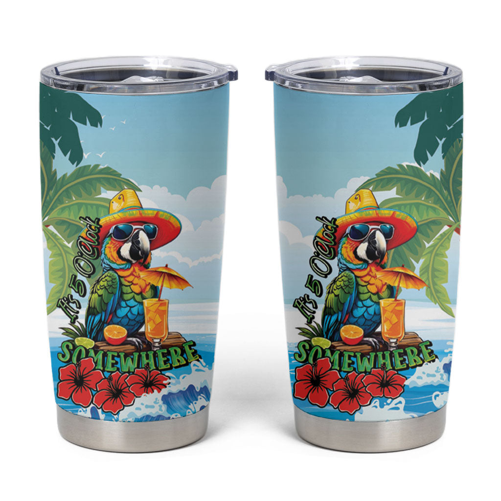Funny Parrot Margarita Five O'clock Somewhere Tumbler Cup