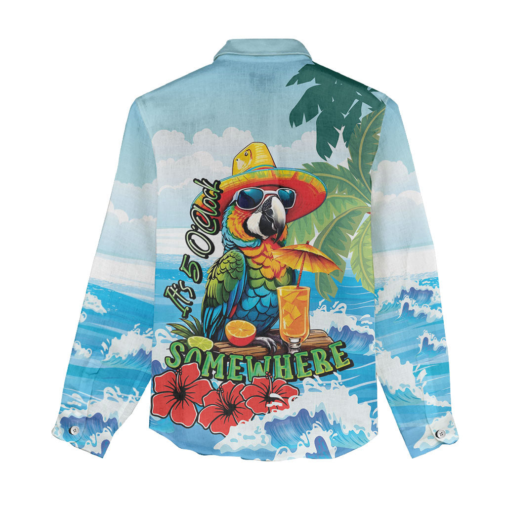 Funny Parrot Margarita Five O'clock Somewhere Women Casual Shirt