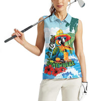 Funny Parrot Margarita Five O'clock Somewhere Women Sleeveless Polo Shirt