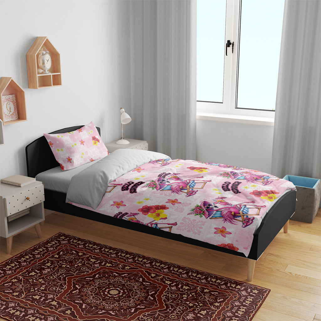 Hawaii Flamingo Hello Summer Bedding Set Hawaiian Quilt Pattern