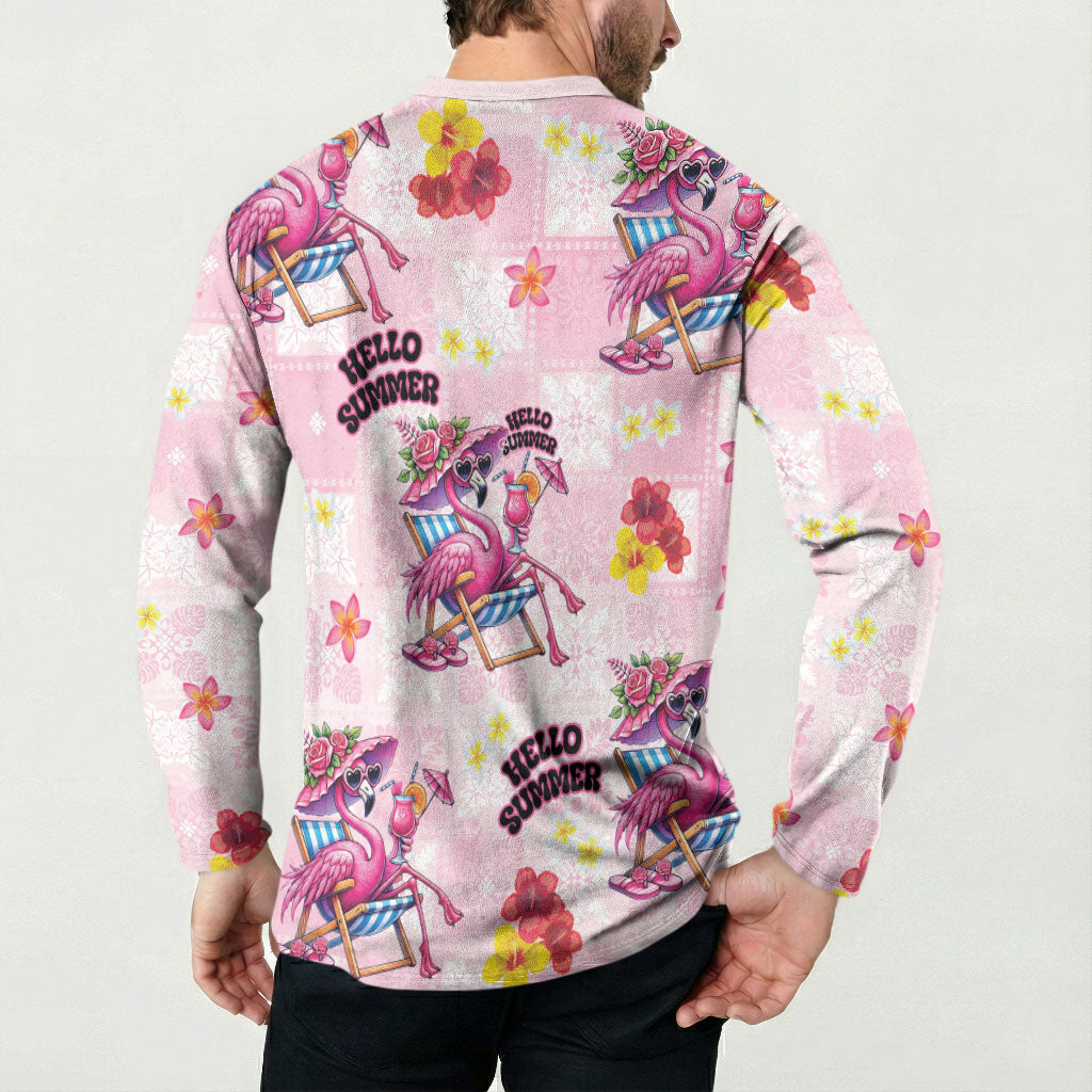 Hawaii Flamingo Hello Summer Button Sweatshirt Hawaiian Quilt Pattern