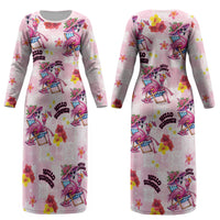 Hawaii Flamingo Hello Summer Couples Matching Long Sleeve Bodycon Dress and Long Sleeve Button Shirt Hawaiian Quilt Pattern LT9 - Polynesian Pride
