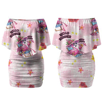 Hawaii Flamingo Hello Summer Couples Matching Off Shoulder Short Dress and Long Sleeve Button Shirt Hawaiian Quilt Pattern LT9 - Polynesian Pride