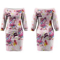 Hawaii Flamingo Hello Summer Couples Matching Off The Shoulder Long Sleeve Dress and Hawaiian Shirt Hawaiian Quilt Pattern LT9 - Polynesian Pride