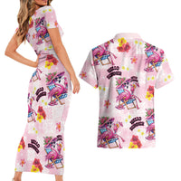Hawaii Flamingo Hello Summer Couples Matching Short Sleeve Bodycon Dress and Hawaiian Shirt Hawaiian Quilt Pattern