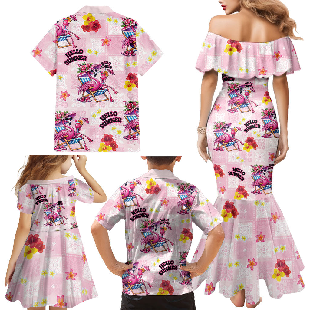 Hawaii Flamingo Hello Summer Family Matching Mermaid Dress and Hawaiian Shirt Hawaiian Quilt Pattern