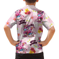 Hawaii Flamingo Hello Summer Family Matching Off The Shoulder Long Sleeve Dress and Hawaiian Shirt Hawaiian Quilt Pattern