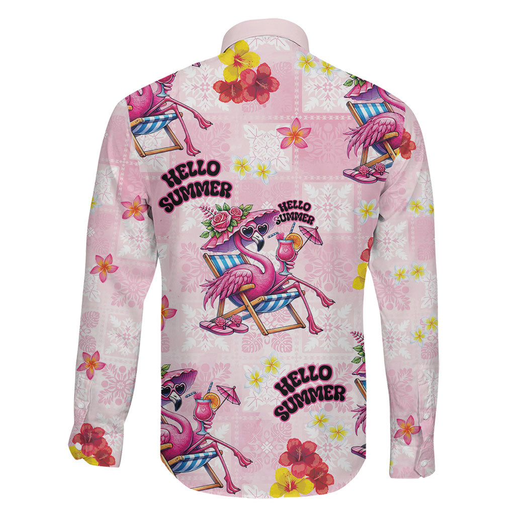 Hawaii Flamingo Hello Summer Family Matching Off The Shoulder Long Sleeve Dress and Hawaiian Shirt Hawaiian Quilt Pattern
