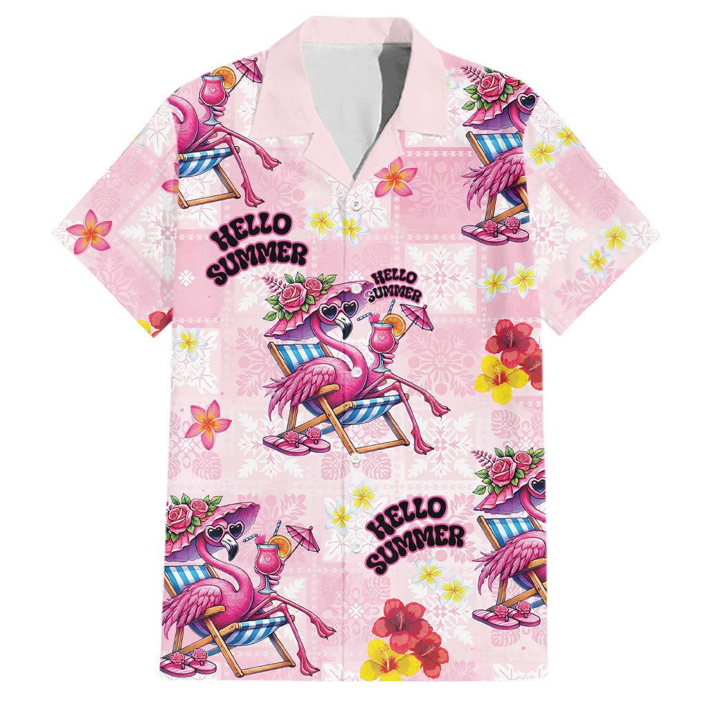 Hawaii Flamingo Hello Summer Family Matching Tank Maxi Dress and Hawaiian Shirt Hawaiian Quilt Pattern