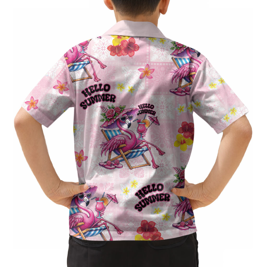 Hawaii Flamingo Hello Summer Kid Hawaiian Shirt Hawaiian Quilt Pattern LT9 - Polynesian Pride