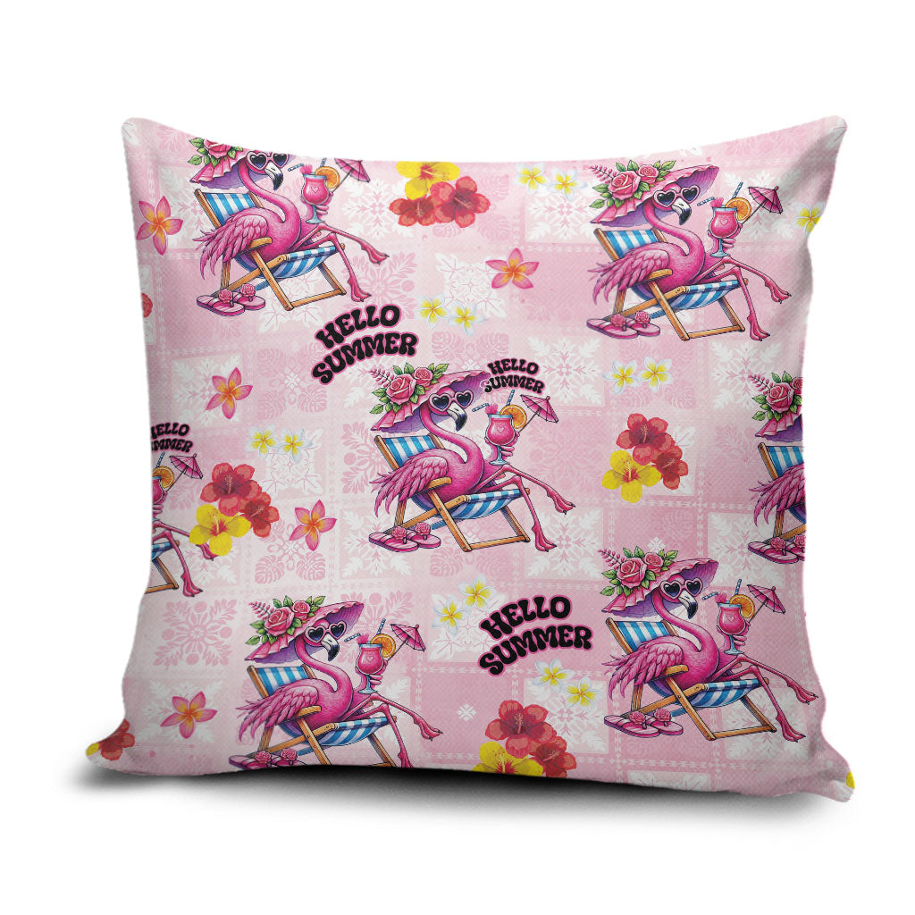 Hawaii Flamingo Hello Summer Pillow Cover Hawaiian Quilt Pattern LT9 Pink - Polynesian Pride