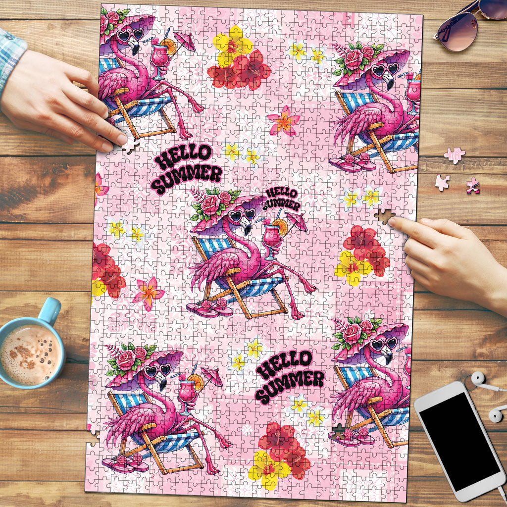 Hawaii Flamingo Hello Summer Puzzle Hawaiian Quilt Pattern