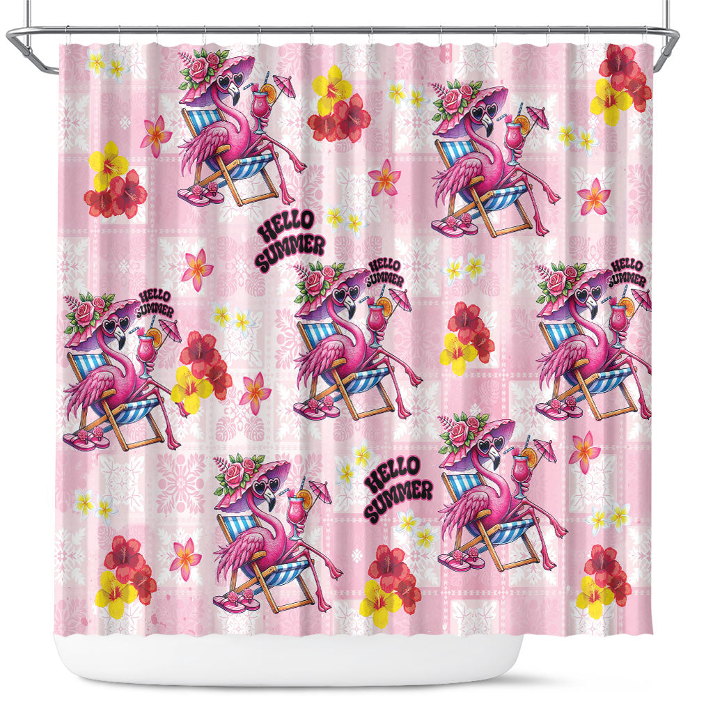 Hawaii Flamingo Hello Summer Shower Curtain Hawaiian Quilt Pattern