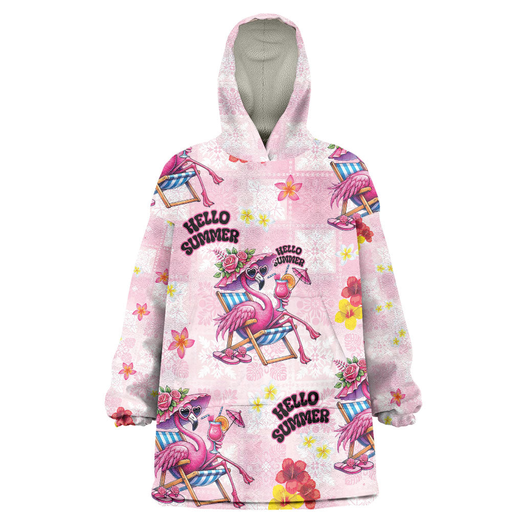 Hawaii Flamingo Hello Summer Wearable Blanket Hoodie Hawaiian Quilt Pattern