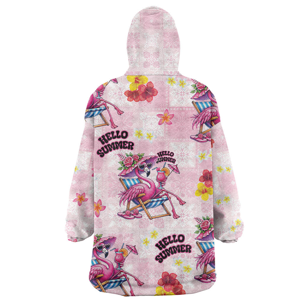 Hawaii Flamingo Hello Summer Wearable Blanket Hoodie Hawaiian Quilt Pattern