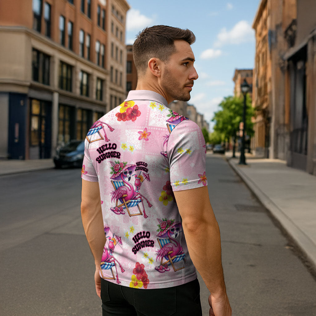 Hawaii Flamingo Hello Summer Zipper Polo Shirt Hawaiian Quilt Pattern