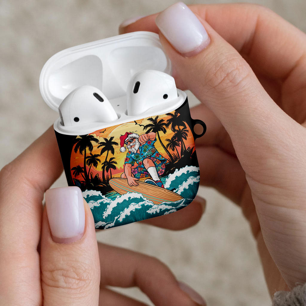 Vintage Santa Claus Surfing Summer AirPods Case Mele Kalikimaka i Iulai!