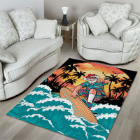 Vintage Santa Claus Surfing Summer Area Rug Mele Kalikimaka i Iulai!