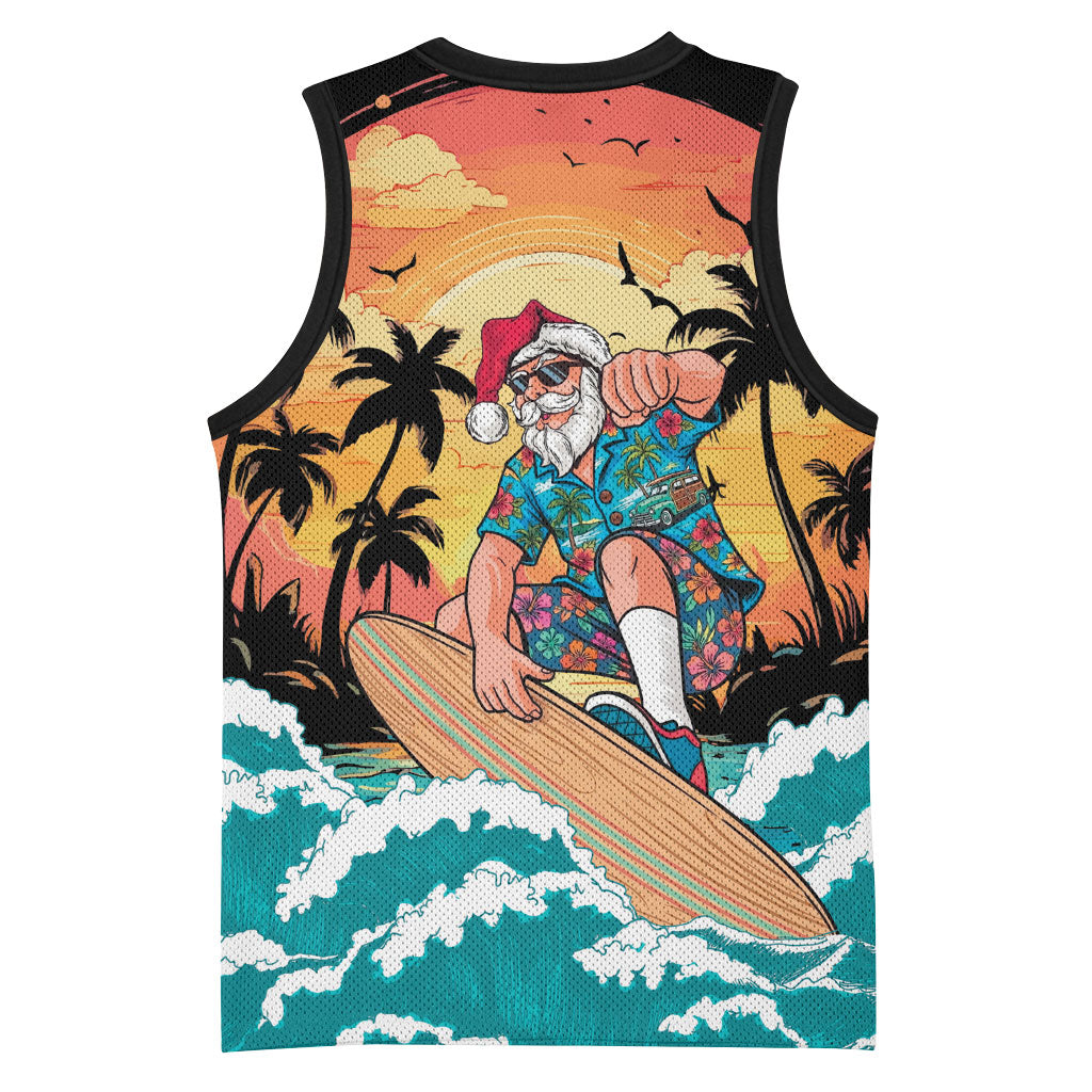 Vintage Santa Claus Surfing Summer Basketball Jersey Mele Kalikimaka i Iulai!