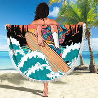 Vintage Santa Claus Surfing Summer Beach Blanket Mele Kalikimaka i Iulai!