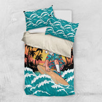 Vintage Santa Claus Surfing Summer Bedding Set Mele Kalikimaka i Iulai!