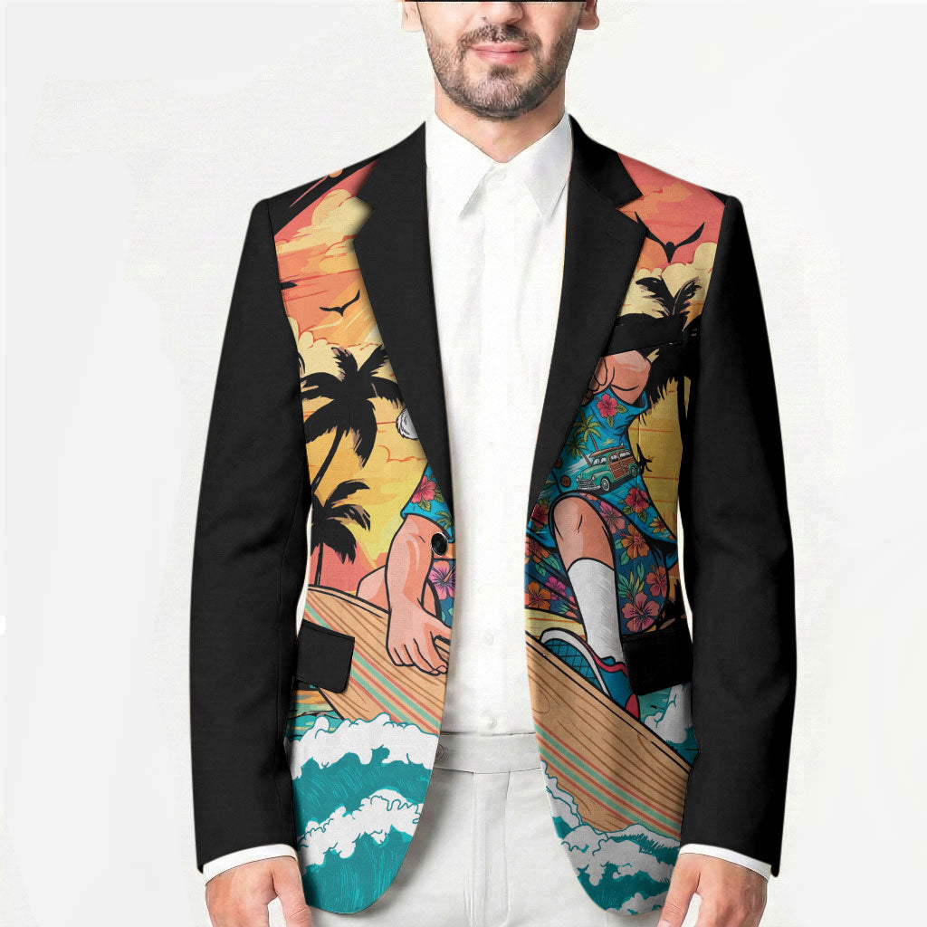 Vintage Santa Claus Surfing Summer Blazer Mele Kalikimaka i Iulai!