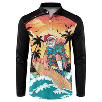 Vintage Santa Claus Surfing Summer Button Sweatshirt Mele Kalikimaka i Iulai!