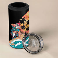Vintage Santa Claus Surfing Summer 4 in 1 Can Cooler Tumbler Mele Kalikimaka i Iulai!