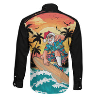 Vintage Santa Claus Surfing Summer Family Matching Summer Maxi Dress and Hawaiian Shirt Mele Kalikimaka i Iulai!