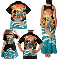 Vintage Santa Claus Surfing Summer Family Matching Tank Maxi Dress and Hawaiian Shirt Mele Kalikimaka i Iulai!