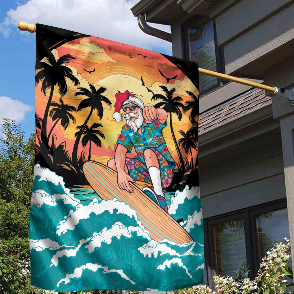 Vintage Santa Claus Surfing Summer Garden Flag Mele Kalikimaka i Iulai!