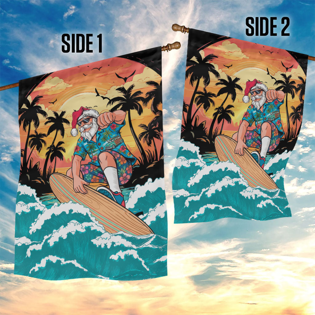 Vintage Santa Claus Surfing Summer Garden Flag Mele Kalikimaka i Iulai!