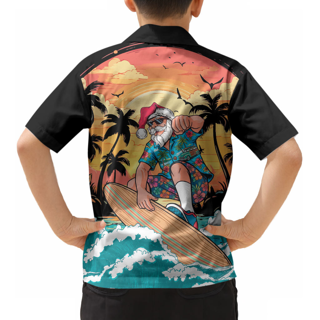 Vintage Santa Claus Surfing Summer Kid Hawaiian Shirt Mele Kalikimaka i Iulai! LT9 - Polynesian Pride