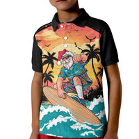 Vintage Santa Claus Surfing Summer Kid Polo Shirt Mele Kalikimaka i Iulai!