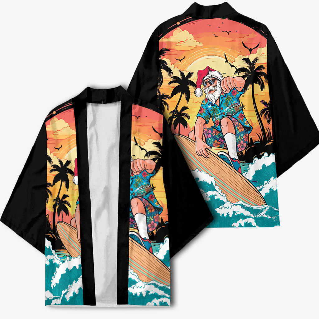 Vintage Santa Claus Surfing Summer Kimono Mele Kalikimaka i Iulai!