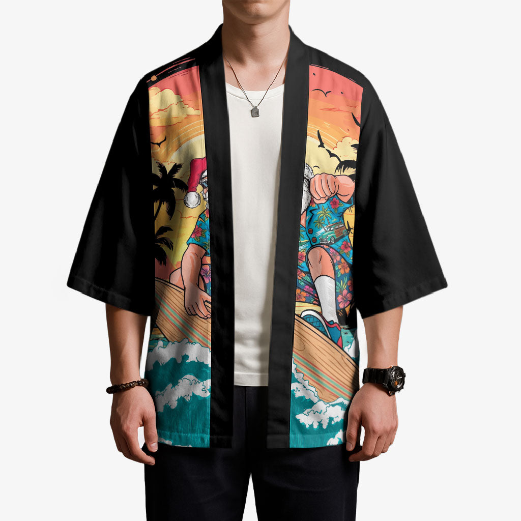 Vintage Santa Claus Surfing Summer Kimono Mele Kalikimaka i Iulai!