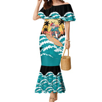 Vintage Santa Claus Surfing Summer Mermaid Dress Mele Kalikimaka i Iulai!