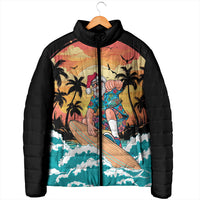 Vintage Santa Claus Surfing Summer Padded Jacket Mele Kalikimaka i Iulai!