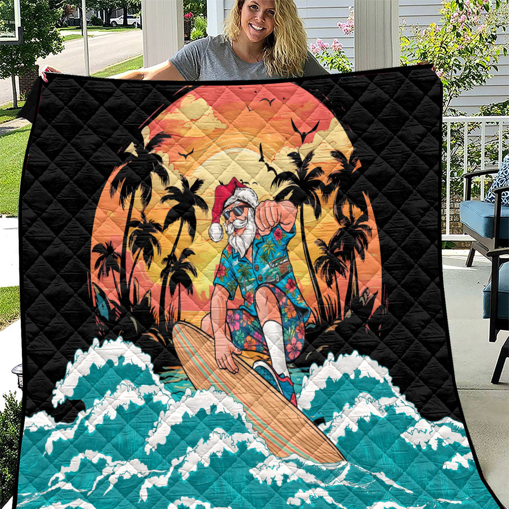 Vintage Santa Claus Surfing Summer Quilt Mele Kalikimaka i Iulai!