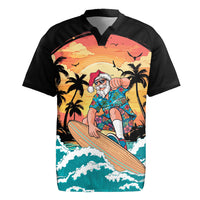 Vintage Santa Claus Surfing Summer Rugby Jersey Mele Kalikimaka i Iulai!