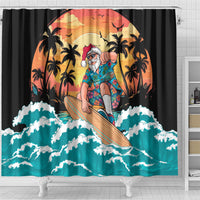 Vintage Santa Claus Surfing Summer Shower Curtain Mele Kalikimaka i Iulai!