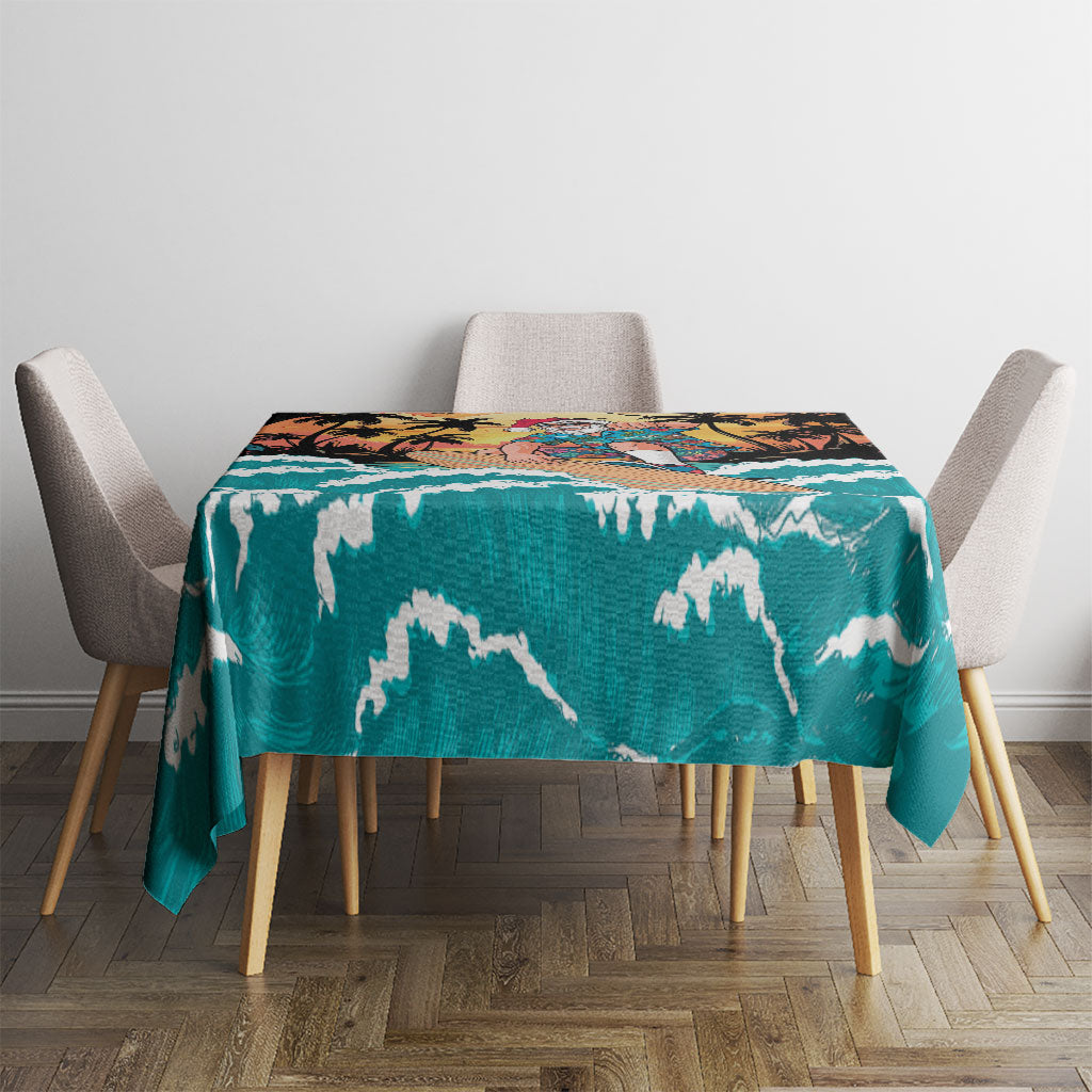 Vintage Santa Claus Surfing Summer Tablecloth Mele Kalikimaka i Iulai!