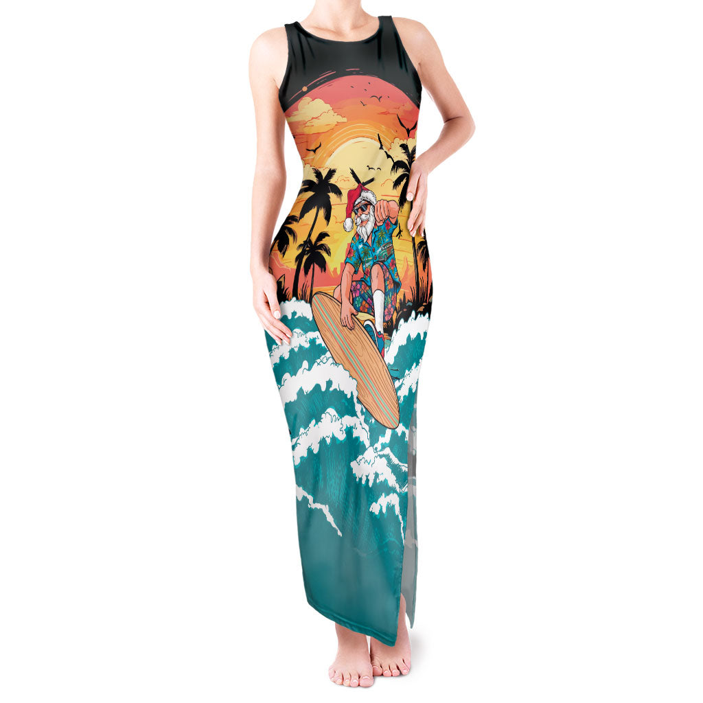 Vintage Santa Claus Surfing Summer Tank Maxi Dress Mele Kalikimaka i Iulai!