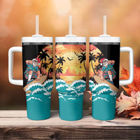 Vintage Santa Claus Surfing Summer Tumbler With Handle Mele Kalikimaka i Iulai!